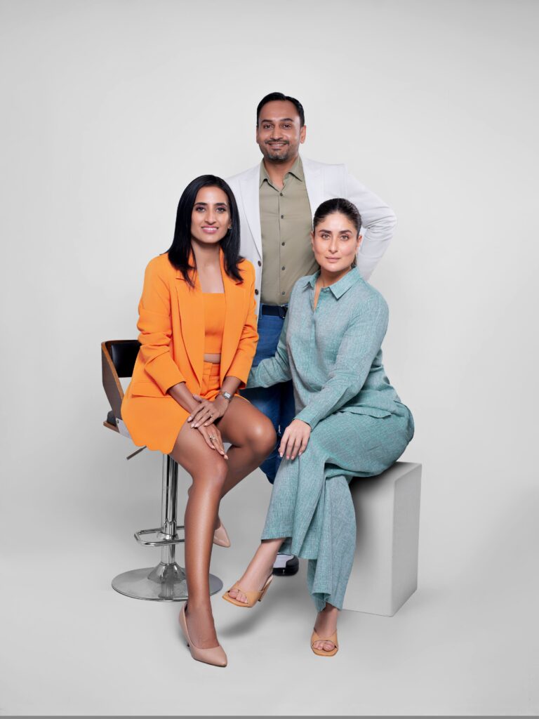 Vineeta Singh, Co-founder & CEO SUGAR Cosmetics ; Kaushik Mukherjee, Co-Founder & COO, SUGAR Cosmetics ; Kareena Kapoor Khan, Co-Owner and Investor, Quench Botanics